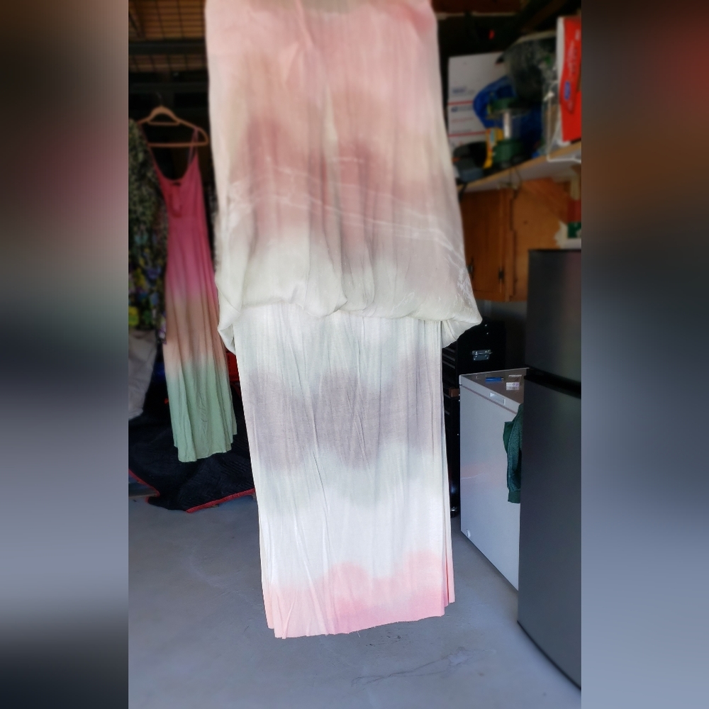 Silk Strapless TIE-DIE Maxi Dress - Picture 8 of 14